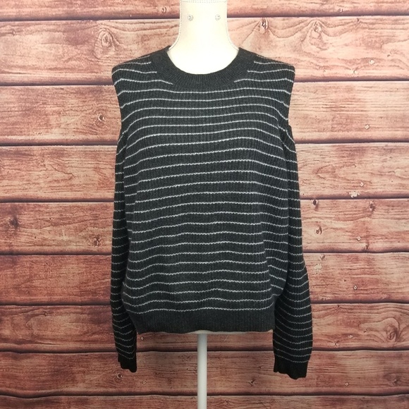 Lucky Brand Striped Cold Shoulder Knit Sweater - Picture 2 of 5